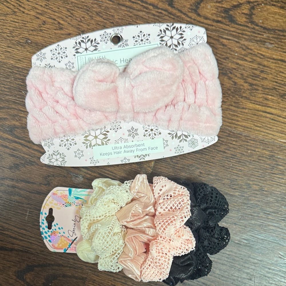 Pink cosmetic, headband and Scrunchie Set (5)